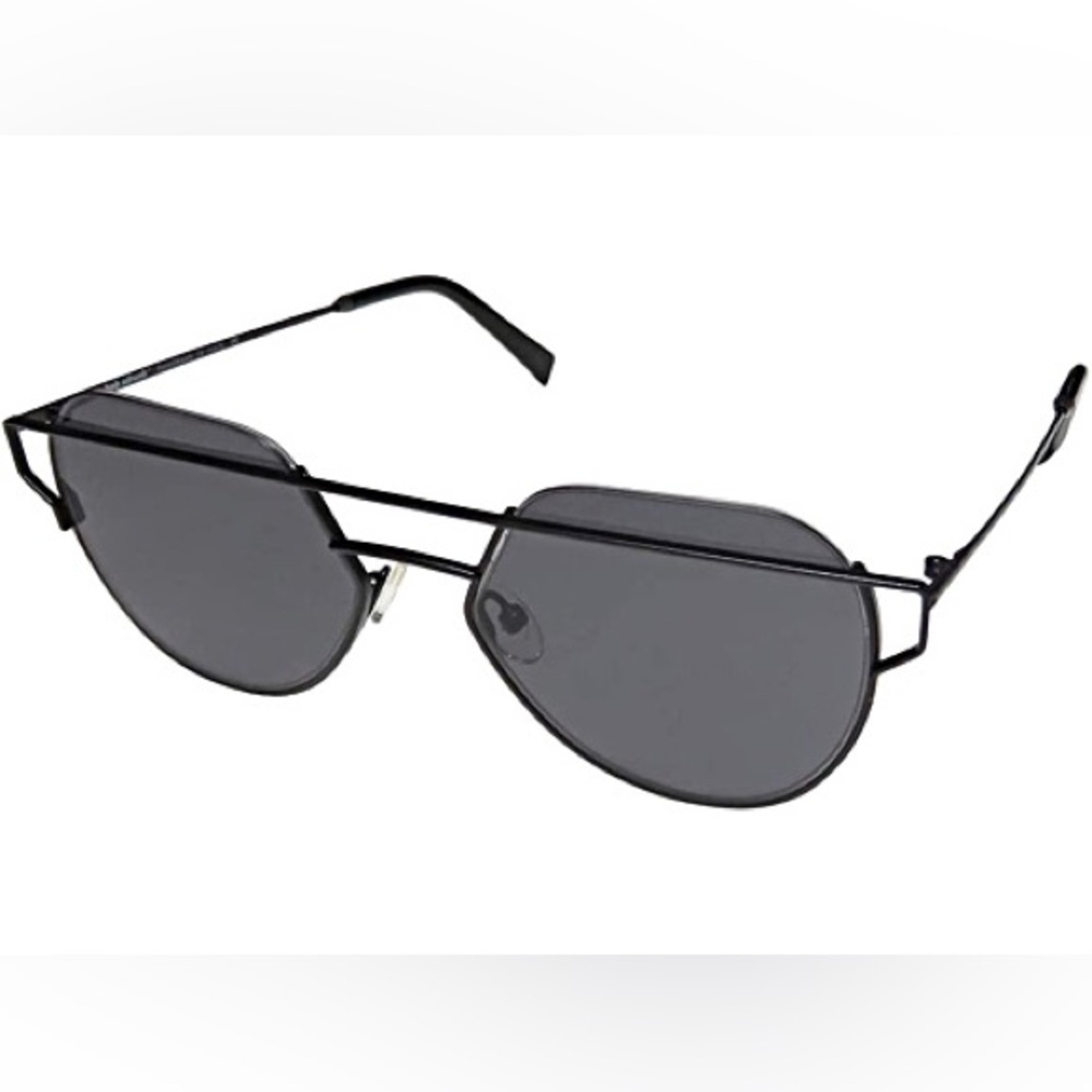 Women’s Black Half-Rim Frame Sunglasses with Black Lenses